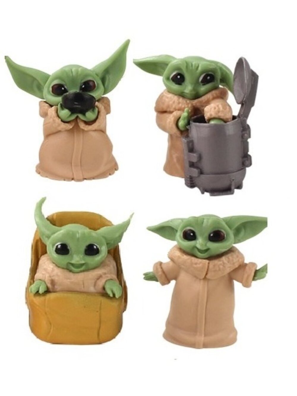 4pc Yoda Star Wars Baby Yoda Mandalorian Playset 4 Figure Cake Topper Toy Set